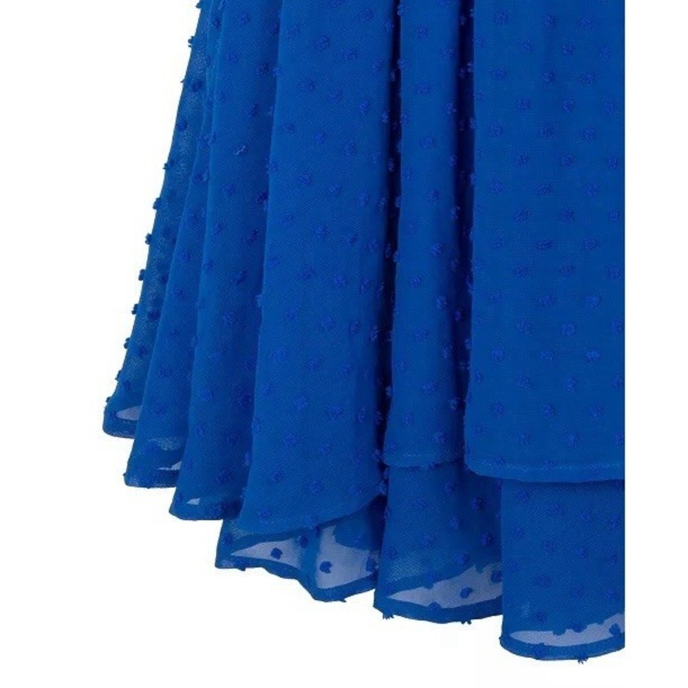 Rare Editions Girls Romper Size 7 NWT Royal Blue Swiss Dot Chiffon - Picture 5 of 8